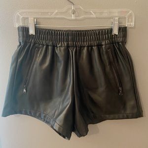 Black Leatherette high rise shorts